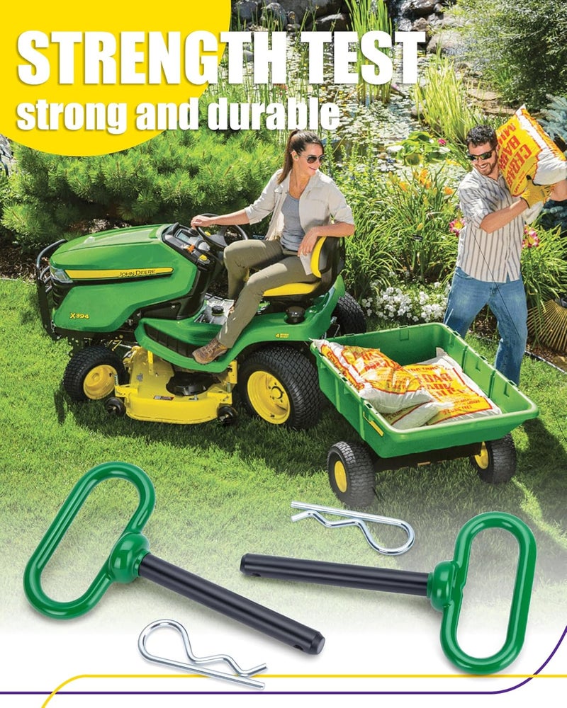 HOWBOW 1/2 inch Trailer Hitch Pin and Clip, 1/2 x 3-5/8 Inch Tow Hitch Pin Rubber Coated Green Handle Pin for Tractors, Towing, Lawn Mower, Golf Cart and ATV, Heavy Duty Gate Pin Accessories One-Handed - Image 3